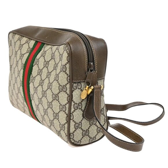 GUCCI Logo Sherry GG Pattern Shoulder Bag PVC Leather Brown Italy 32YH591 - Picture 4 of 16